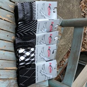 Lot of 5 Frenchic Black Fishnet Lace Tights 1X-2X